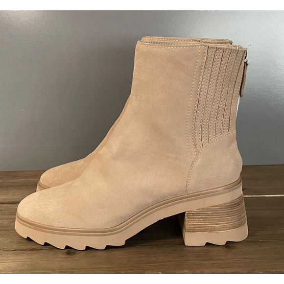 Dolce Vita Martey H2O Women's Size 10 Boots Taupe Suede Waterproof Block Heel - Picture 6 of 15